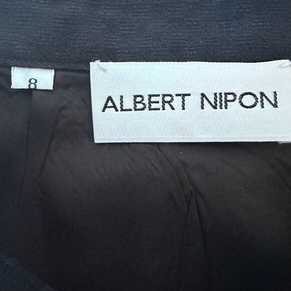 Vintage Albert Nipon Black & Gold Floral Embroidered Linen Skirt Suit Women's 8 - Picture 5 of 11